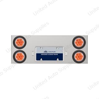 33-3/4" Stainless Rear Center Panel With Four 7 LED 4" Reflector Lights & Grommets - Red LED/Clear Lens