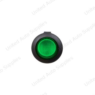 Green Illum Round Rocker 10 Amp 12V On/Off 1/2" Dia. 1 Pc.