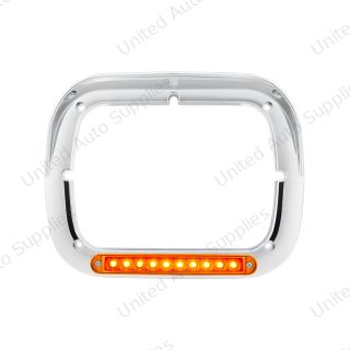 10 LED 5" x 7" Headlight Bezel With Visor - Amber LED/Amber Lens