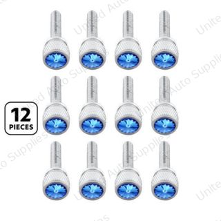 1-3/16" Long M6-1.0 Dash Screw With Crystal For Kenworth - Blue Crystal(12-Pack)