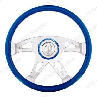 18" Boss Steering Wheel With Color Matching Horn Bezel - Electric Blue