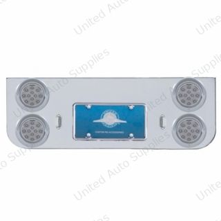 Chrome Rear Center Panel With Four 12 LED 4" Reflector Lights & Visors - Red LED/Clear Lens