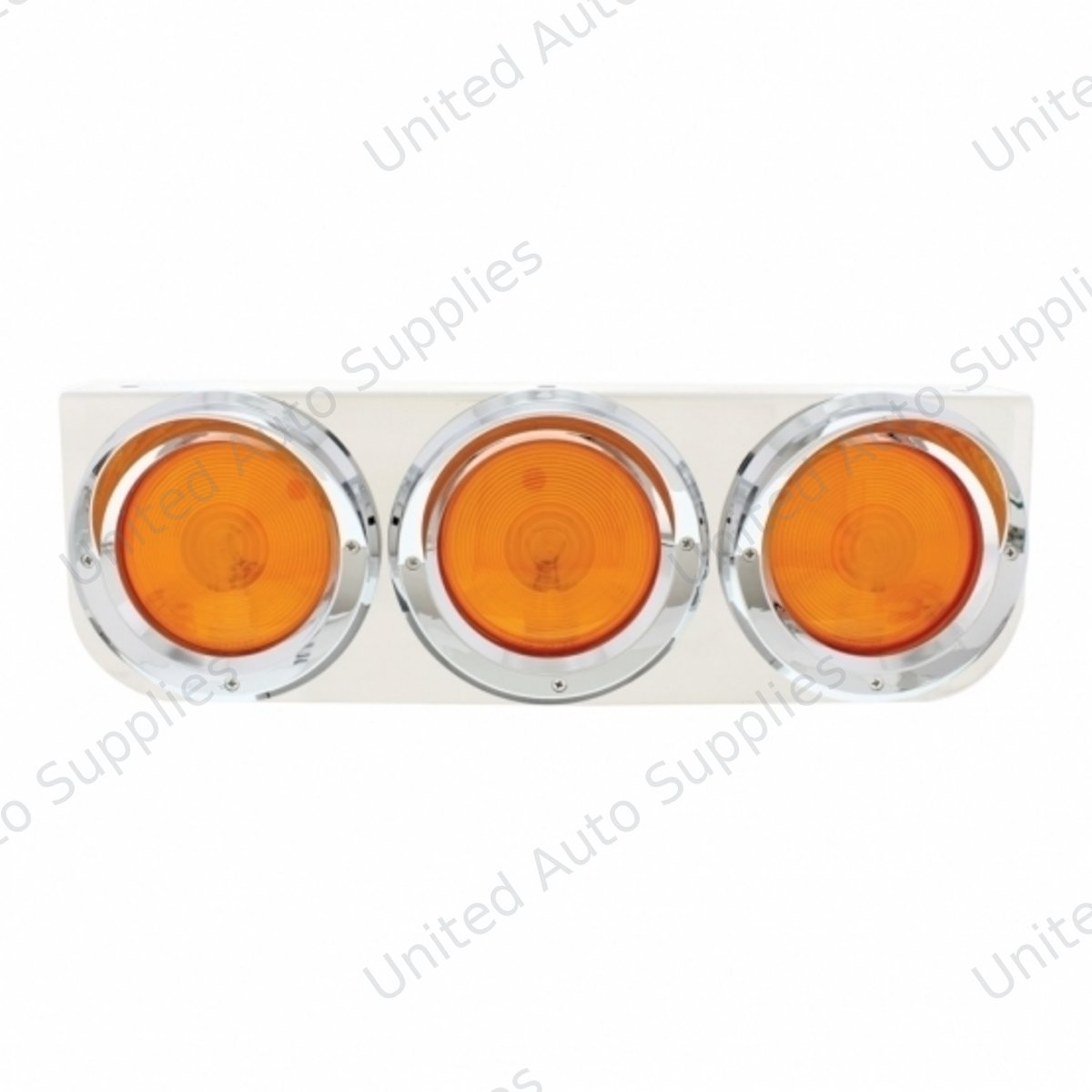 Stainless Light Bracket With 3X 4" Lights & Visors - Amber Lens