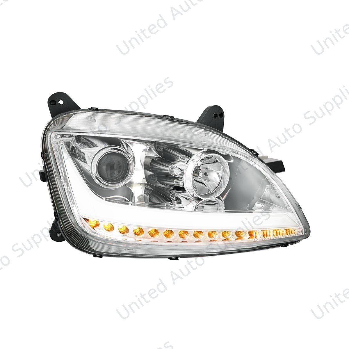 Chrome Projection Headlight With LED Position Light & Sequential Signal For 2012-2021 Peterbilt 579- Passenger