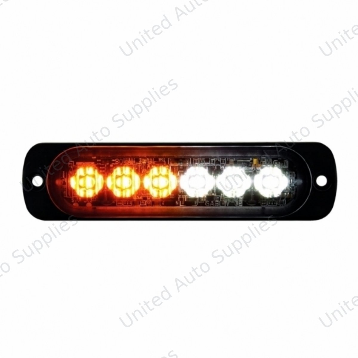 6 High Power LED Super Thin Directional Warning Light - Amber & White LED (Bulk)