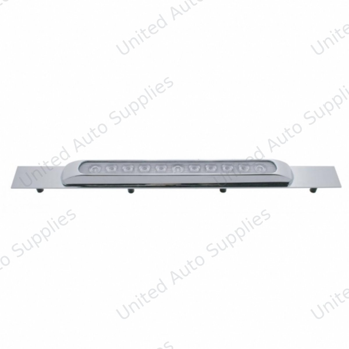 Chrome Top Mud Flap Plate With 11 LED 17" Light Bar - Red LED/Clear Lens (Each)