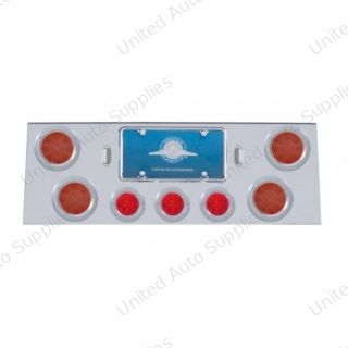 SS Rear Center Panel +4X LED 4" Refl. Light & 3X LED 2.5" Beehive Light & Bezel-Red LED & Lens