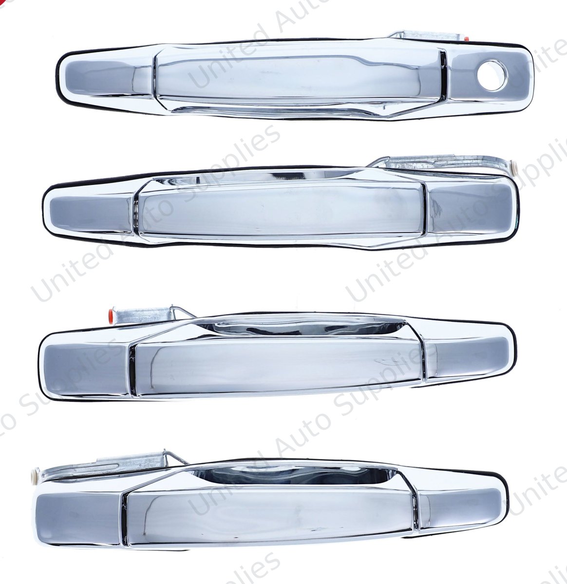 Exterior Door Handle (4 - Door/Set) Plastic All Chrome for 2007-2014 GMC Sierra; 2007-2014 Cadillac Escalade
