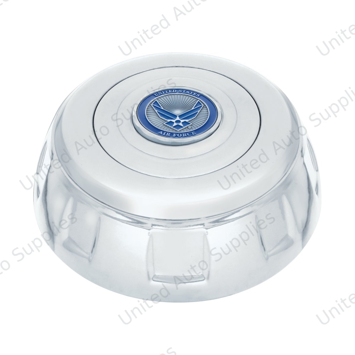 Chrome Aluminum Steering Wheel Horn Button With Metal Medallion, US Air Force