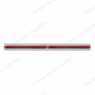 Chrome Top Mud Flap Plate With Two 19 LED 12" Reflector Light Bars - Red LED/Red Lens (Each)