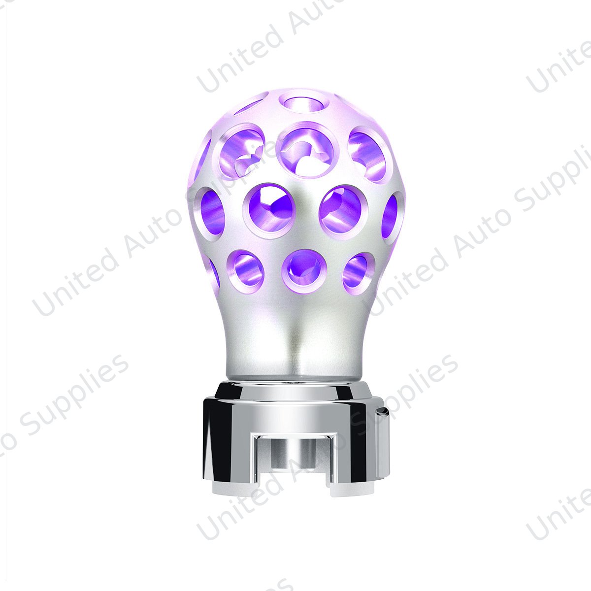 Thread-On Annodized Phoenix Ball Gearshift Knob With LED 13/15/18 Speed Adapter-Purple LED
