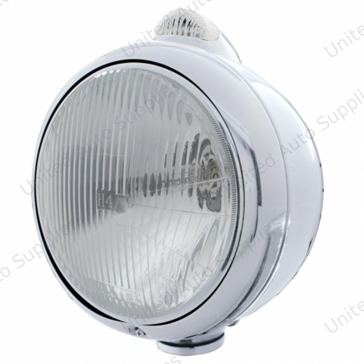 Chrome Guide 682-C Style Headlight H4 & LED Turn Signal - Clear Lens