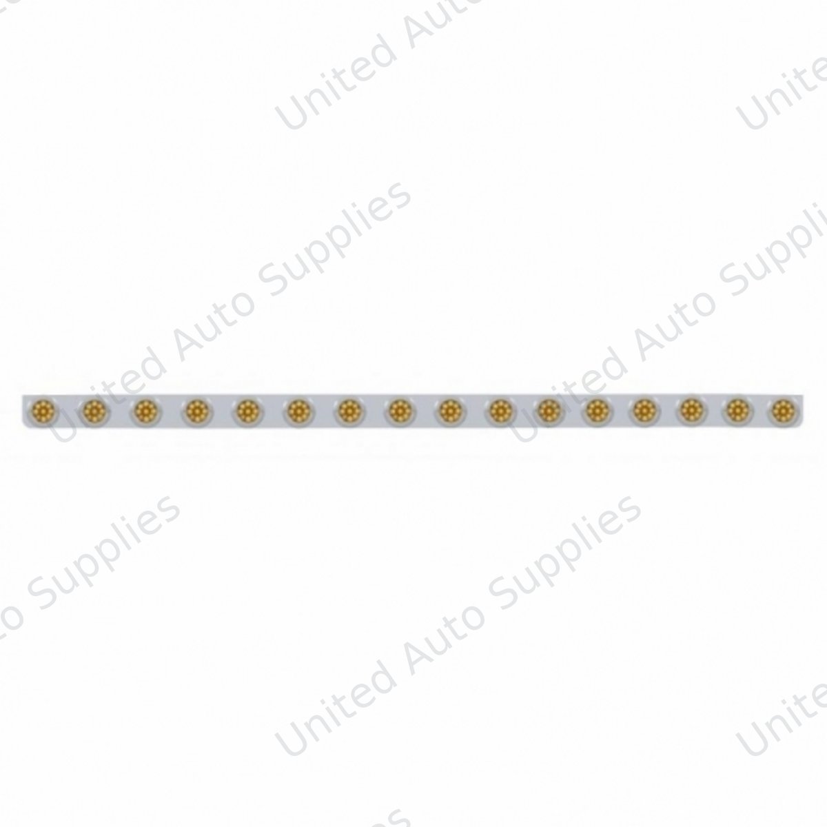 79-1/2" SS Bumper Light Bracket With 16X 9 LED 2" Reflector Lights & Bezels -Amber LED & Lens