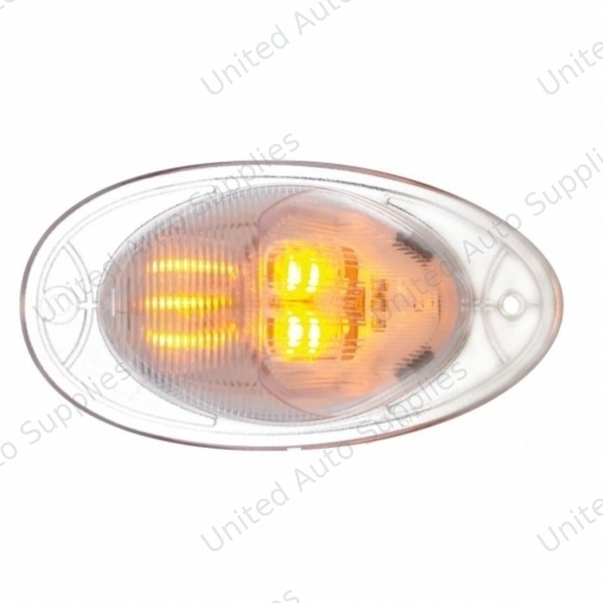 7 LED Turn Signal Light For 2008-2017 Freightliner Cascadia - Dome Lens, Amber LED/Clear Lens