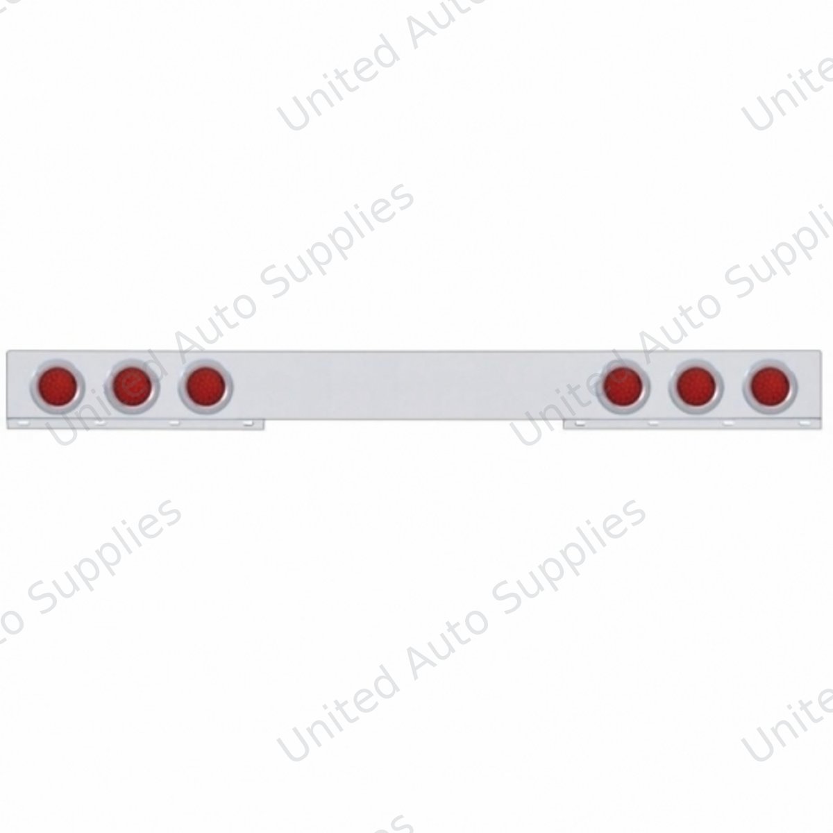 Stainless 1 Piece Rear Light Bar With Six 36 LED 4" Lights & Bezels - Red LED/Red Lens
