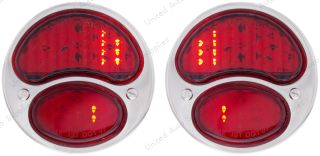 31 LED Sequential Tail Light Assembly With 4 LED LP Light, Black Housing, & SS Rim For 1928-31 Ford Car - L/H; 31 LED Sequential Tail Light Assembly With Black Housing & SS Rim For 1928-31 Ford Car - R/H (2pcs)