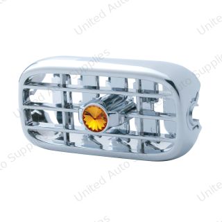 Chrome Plastic A/C Vent With Color Crystal For Peterbilt (2006+) - Amber Crystal