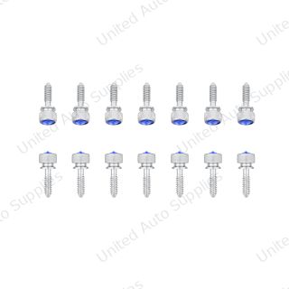 1/4"-20 Knurled Head Dash Screw For Peterbilt - Blue Crystal (14-Pack)