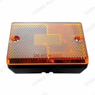 Rectangular Light (Clearance/Marker) With Reflex Lens & Black Base - Amber Lens