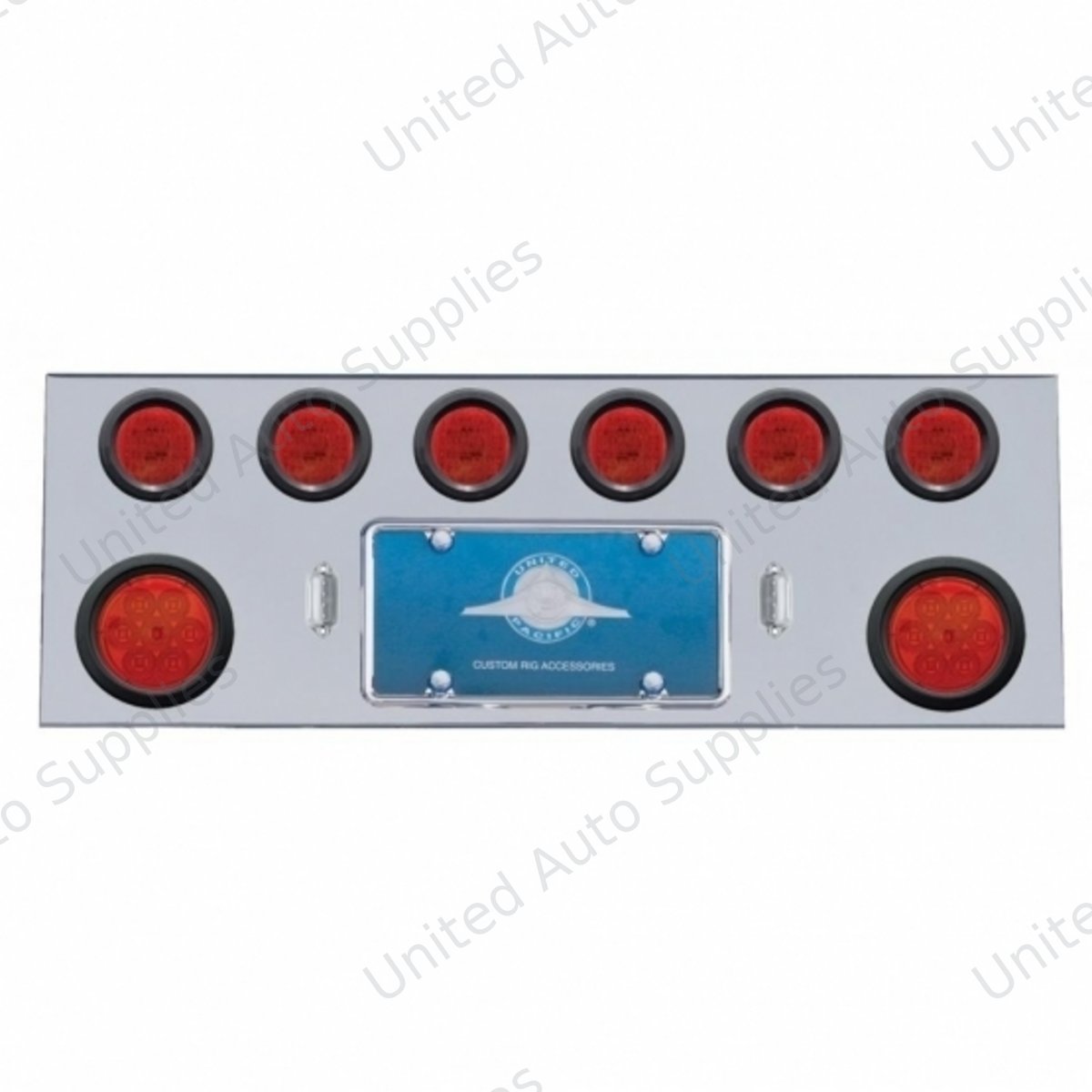SS Rear Center Panel With 2X 7 LED 4" Reflector Lights & 6X 13 LED 2.5" Lights -Red LED & Lens