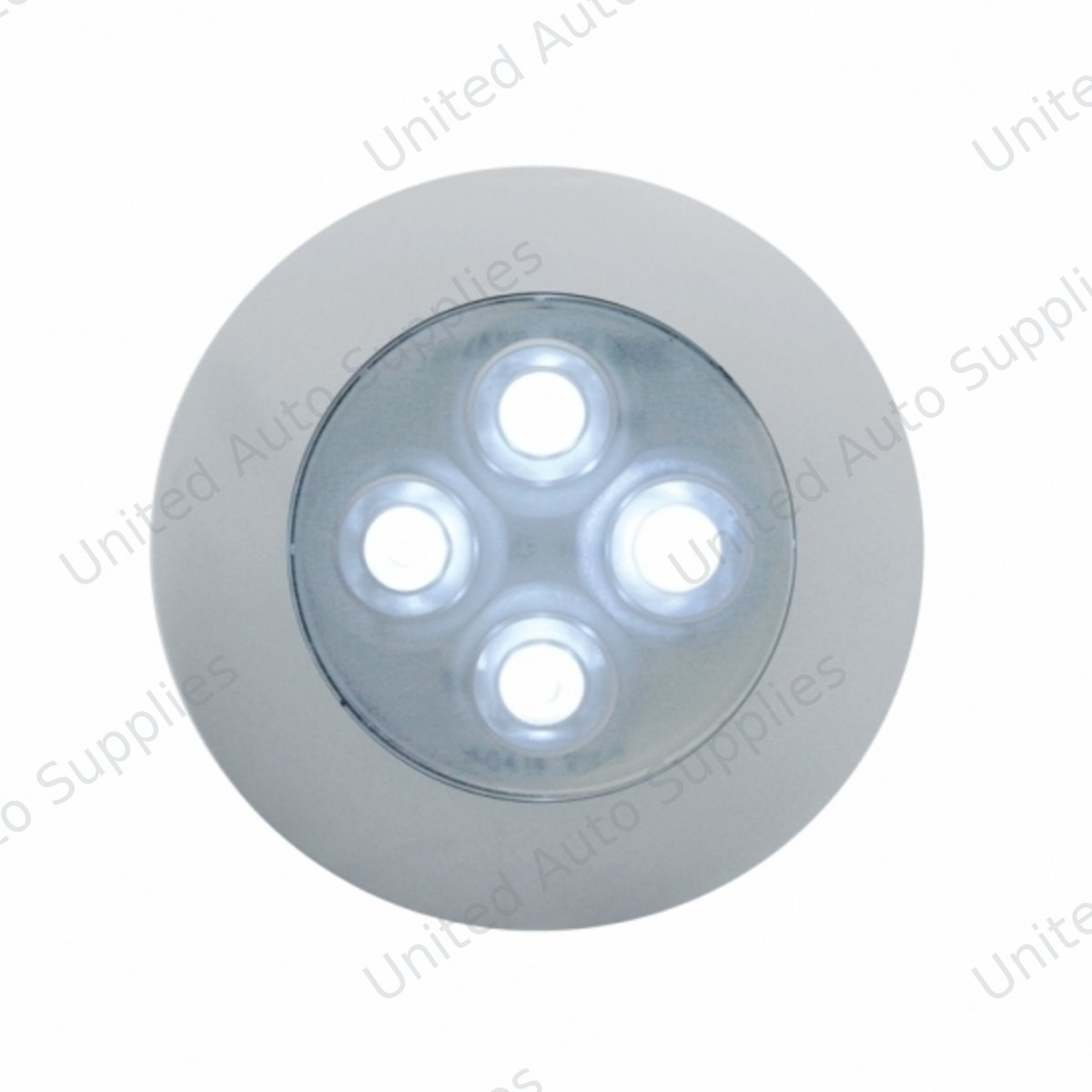 4 LED 1-3/4" Dome Light 3" Round Bezel-White LED/Clear Lens