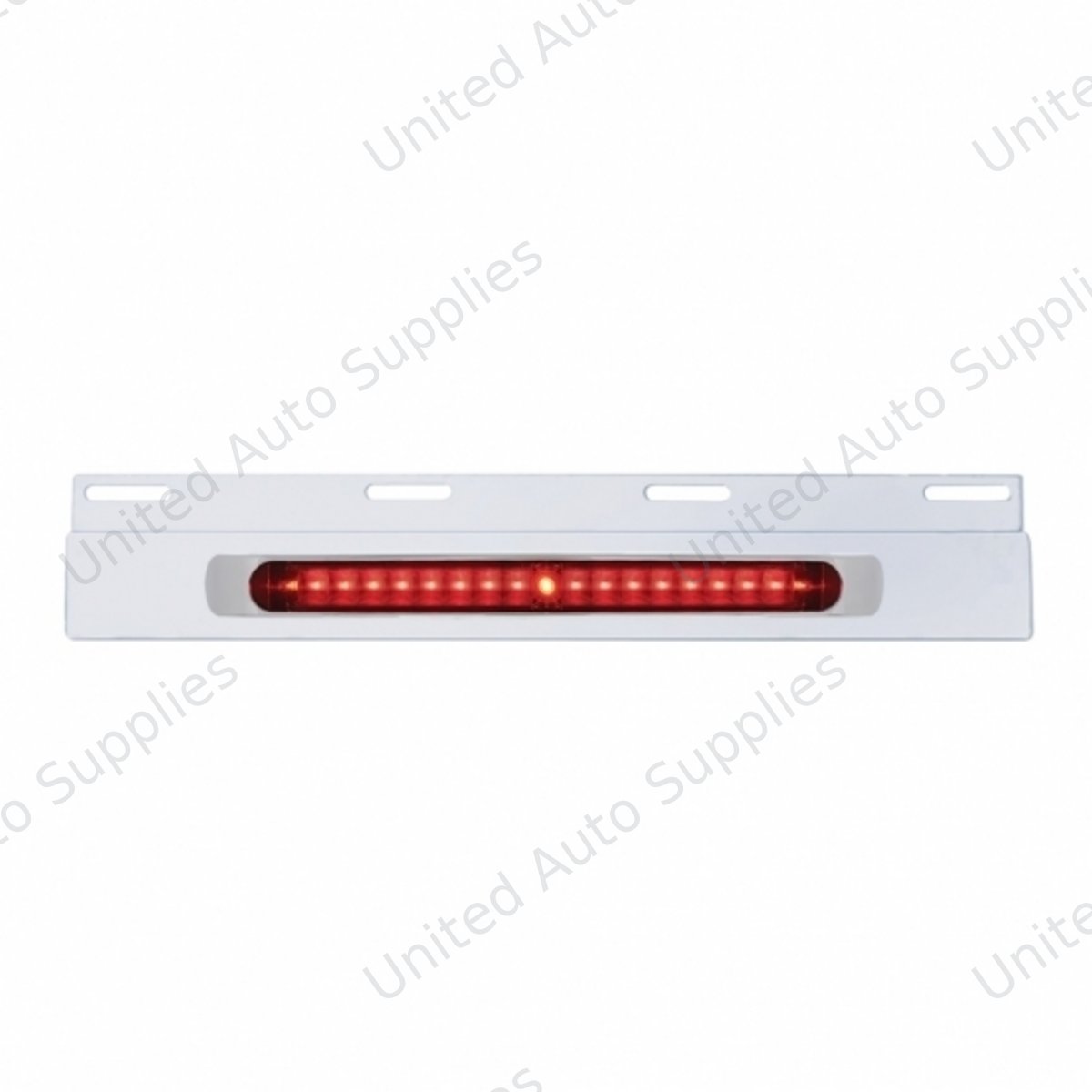 Stainless Top Mud Flap Plate With 19 LED 17" Light Bar & Bezel - Red LED/Red Lens (Each)