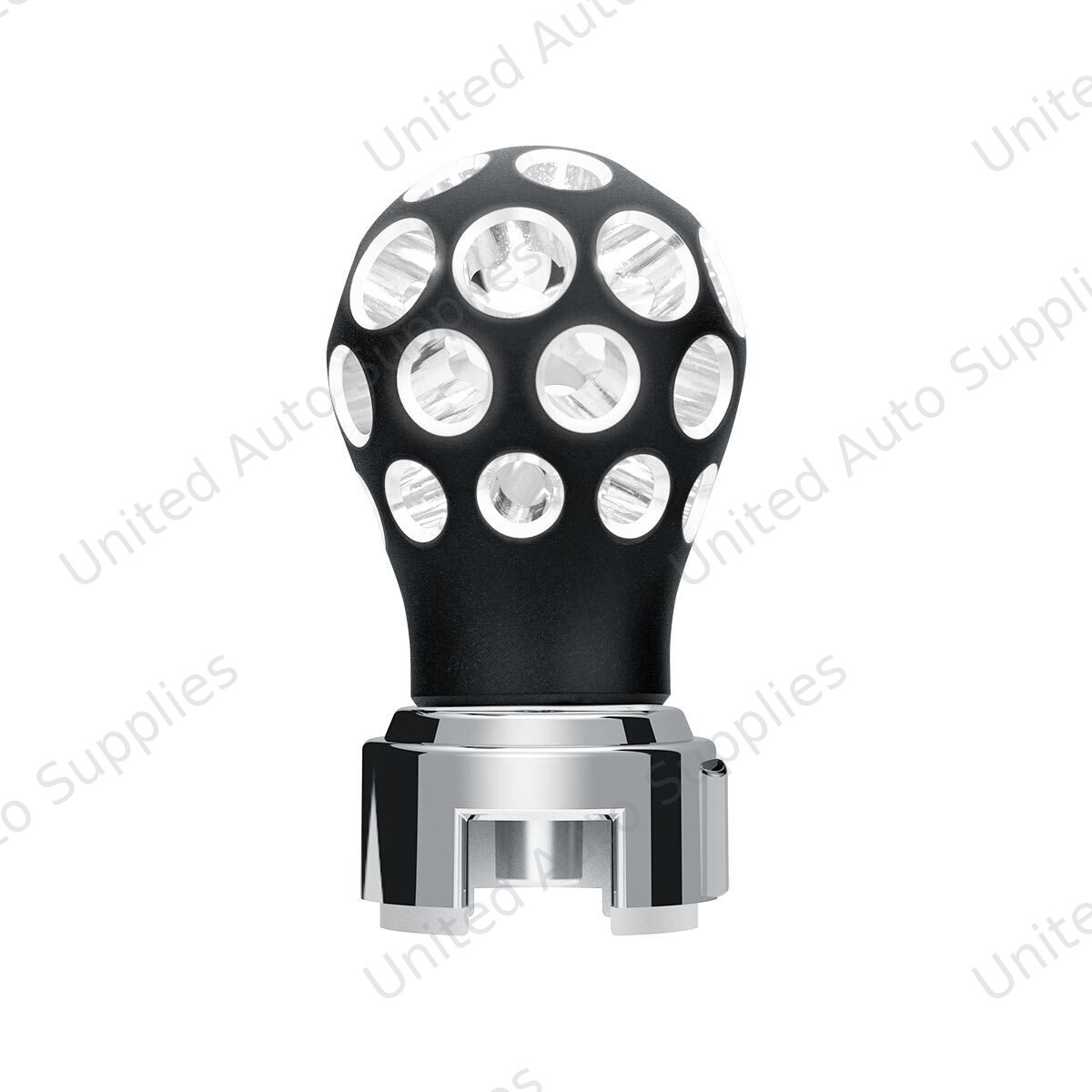 Thread-On Matte Black Phoenix Ball Gearshift Knob With LED 13/15/18 Speed Adapter-White LED