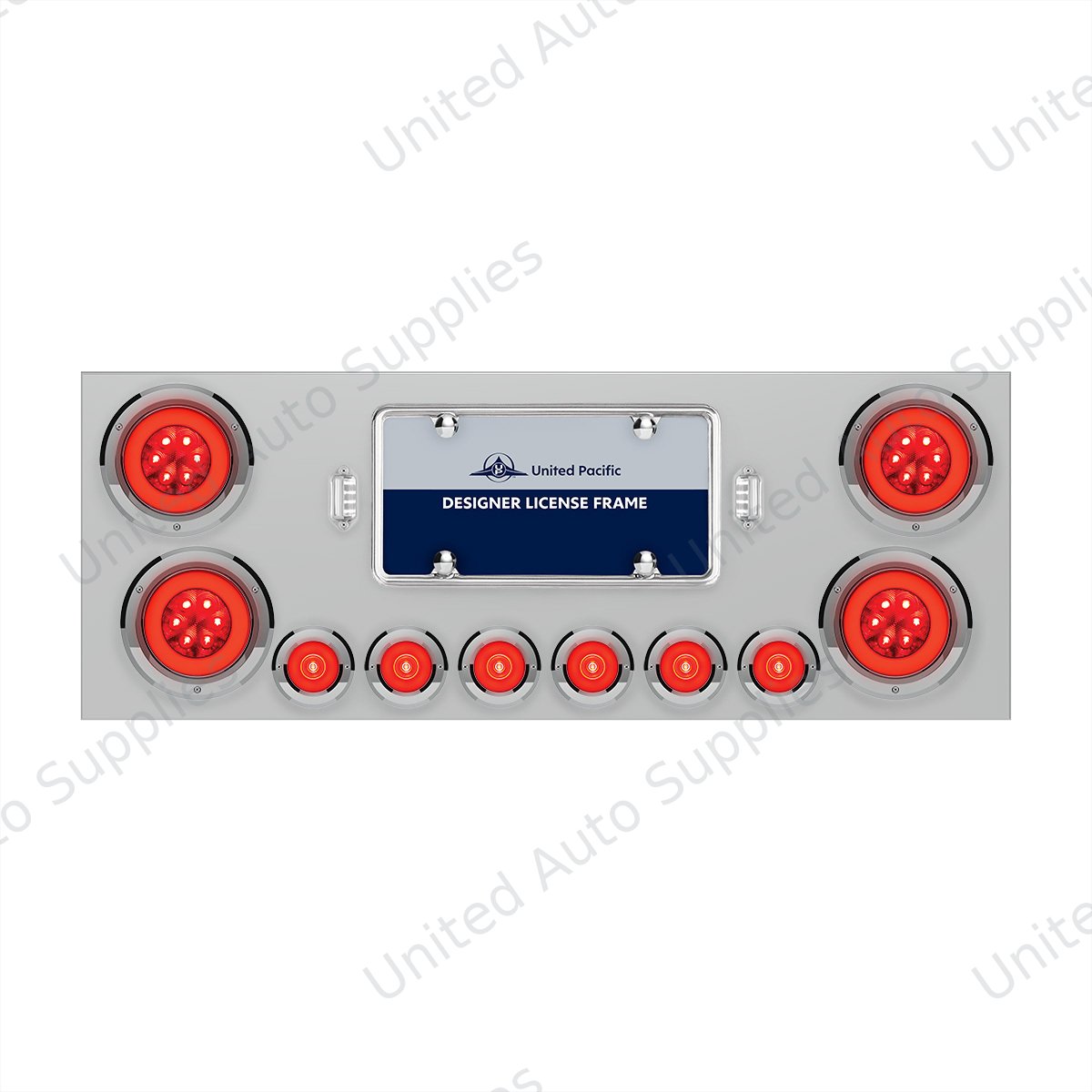 SS Rear Center Panel With 4X 21 LED 4" GloLight & 6X 6 LED 2" GloLight & Bezels -Red LED & Lens