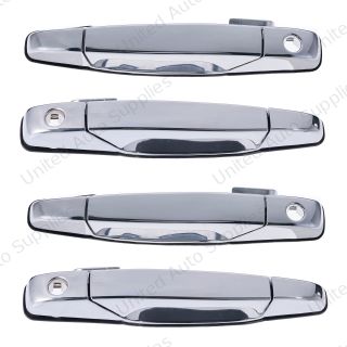 Exterior Door Handle (4 - Door/Set) Plastic All Chrome for 2007-2014 GMC Sierra; 2007-2014 Cadillac Escalade