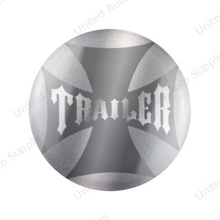 "Trailer" Maltese Cross Air Valve Knob Candy Color Sticker Only - Liquid Silver