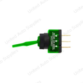 Green Illum Toggle 20 Amp 12V S.P.S.T. On/Off 1 Pc.