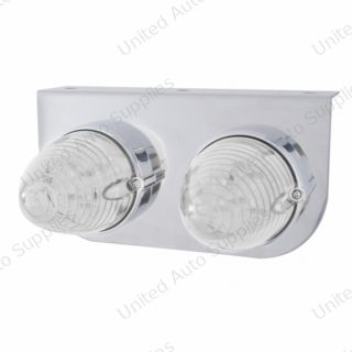 Stainless Light Bracket With 2X 19 LED Beehive Lights - Amber LED/Clear Lens
