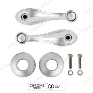 Chrome Window Crank Handle & Polished Stainless Door Handle Escutcheon Kit for 1932-1934 Ford Truck