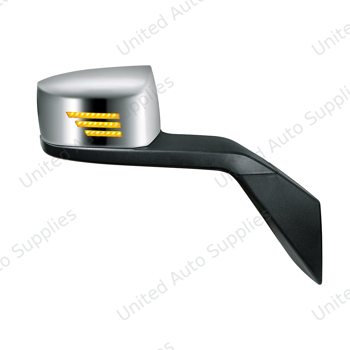 Chrome Hood Mirror Assembly With Sequential LED Turn Signal For 2004-2017 Volvo VNL-Passenger