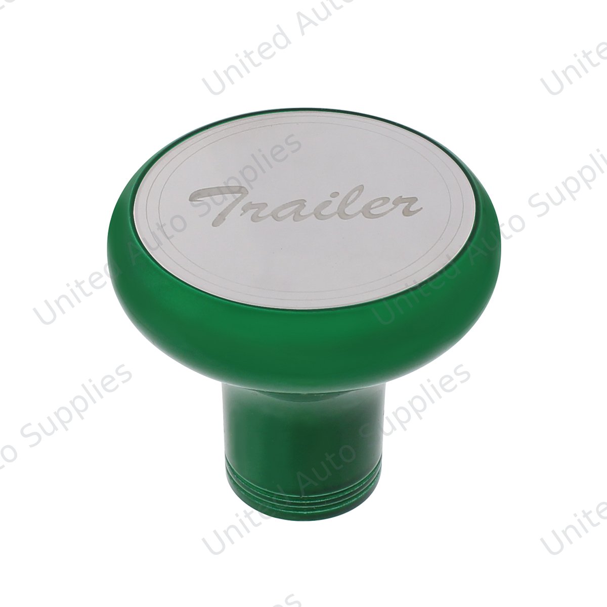 Deluxe Aluminum Screw-On Air Valve Knob With Stainless Trailer Plaque - Emerald Green