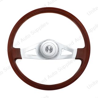18" Chrome 2 Spoke Steering Wheel With Hub & Horn Button Kit For Peterbilt (1998-2005), Kenworth (2001-2003)