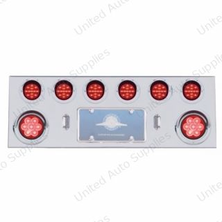 SS Rear Center Panel With 2X 7 LED 4" Reflector Light & 6X 13 LED 2.5" Light & Visor -Red LED & Lens
