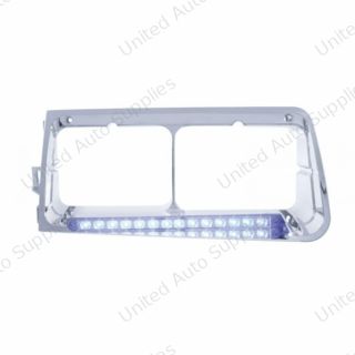 14 LED Headlight Bezel For 1989-2009 Freightliner FLD - Driver - Blue LED/Clear Lens
