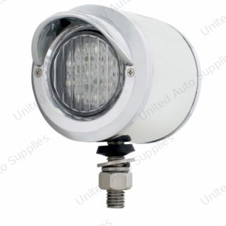 SS 2" Double Face Light With 9 LED 2" Lights & Visors - Amber & Red LED/Clear Lens