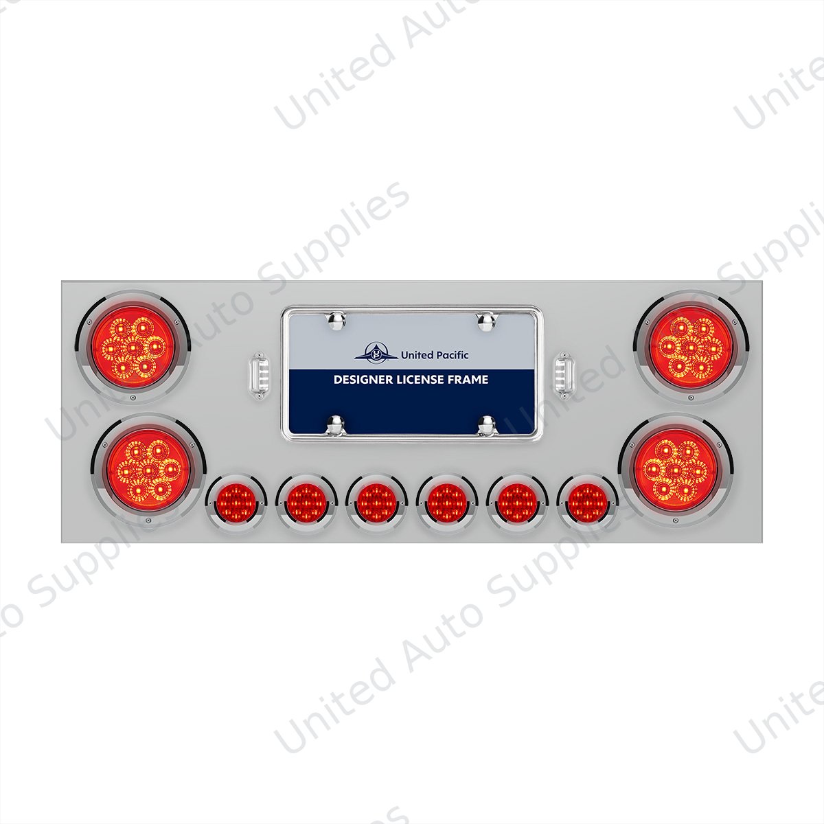 SS Rear Center Panel With 4X 7 LED 4" Reflector Lights & 6X 9 LED 2" Lights -Red LED & Lens