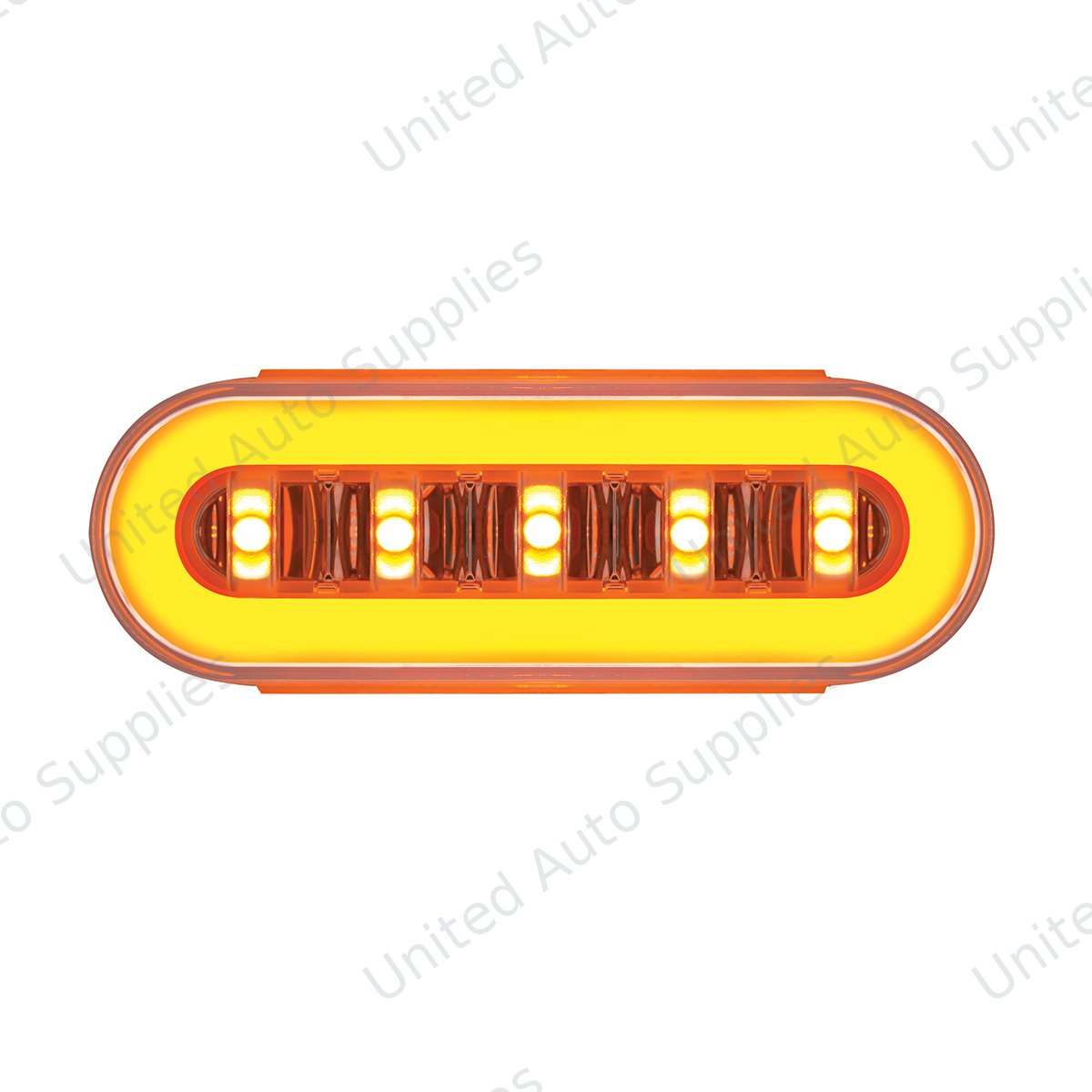 GloLight 22 LED 6" Oval Turn Signal Light With Amber Halo Insert Design - Amber LED/Clear Lens (Bulk)