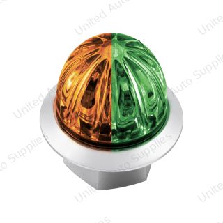 Double Fury 4 LED Dual Function 1-1/8" Watermelon Clearance/Marker Light-Amber & Green LED/ Clear Lens