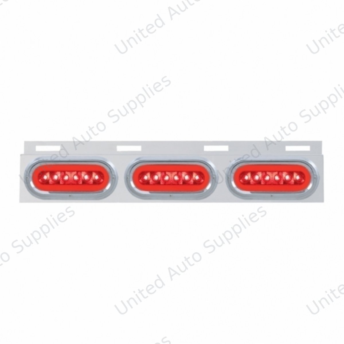 Stainless Top Mud Flap Bracket With 3X 22 LED 6" Oval GloLight & Visors - Red LED/Red Lens (Each)