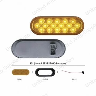 16 LED 6" Oval Reflector Turn Signal Light Kit - Amber LED/Amber Lens