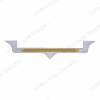 Chrome Hood Emblem Trim With 19 LED Reflector Light Bar For Kenworth - Amber LED/Amber Lens