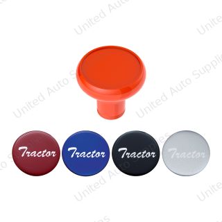 Deluxe Aluminum Screw-On Air Valve Knob With Multi-Color Glossy Tractor Sticker - Cadmium Orange