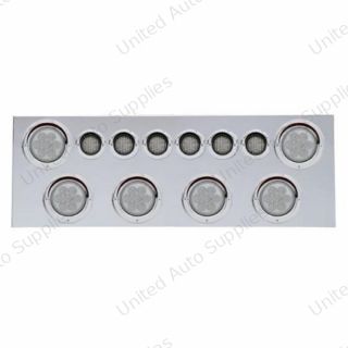 SS Rear Center Panel With 6X 7 LED 4" Reflector Lights & 6X 9 LED 2" Lights & Visors -Red LED/Clear Lens