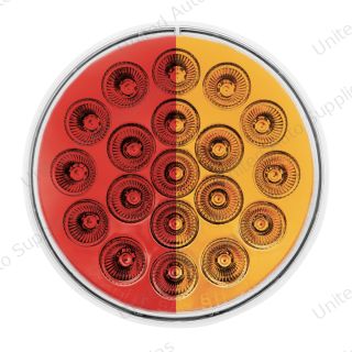 Double Fury 19 LED 4" Round Stop/Turn/Tail Light-Red & Amber LED/Clear Lens