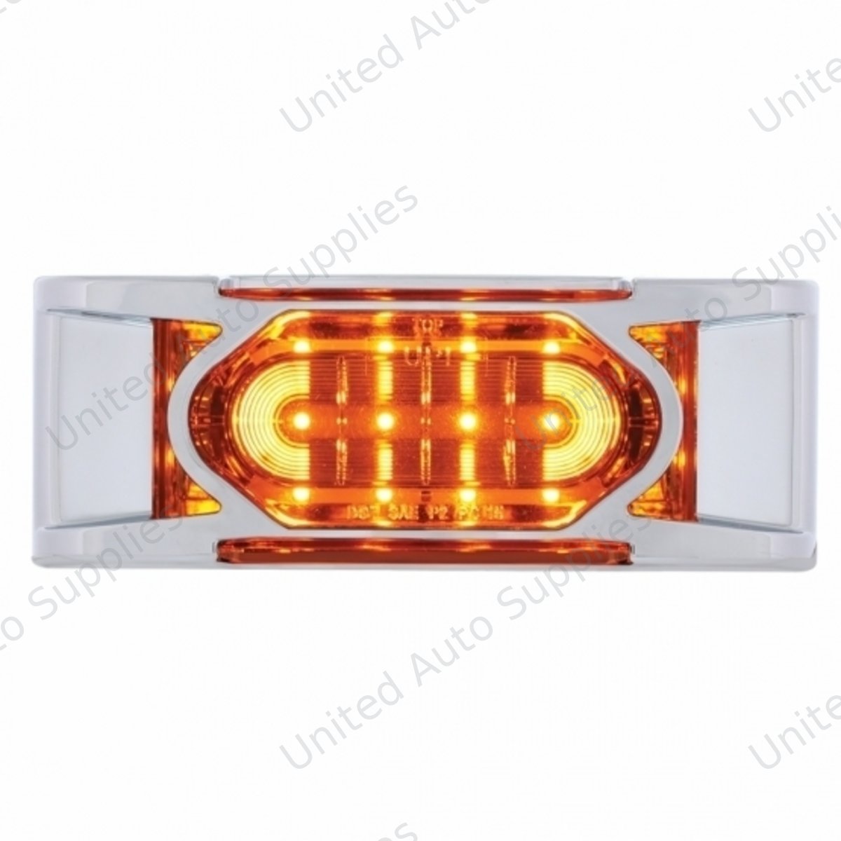 16 LED Reflector Light (Clearance/Marker) With Chrome Bezel - Amber LED/Amber Lens