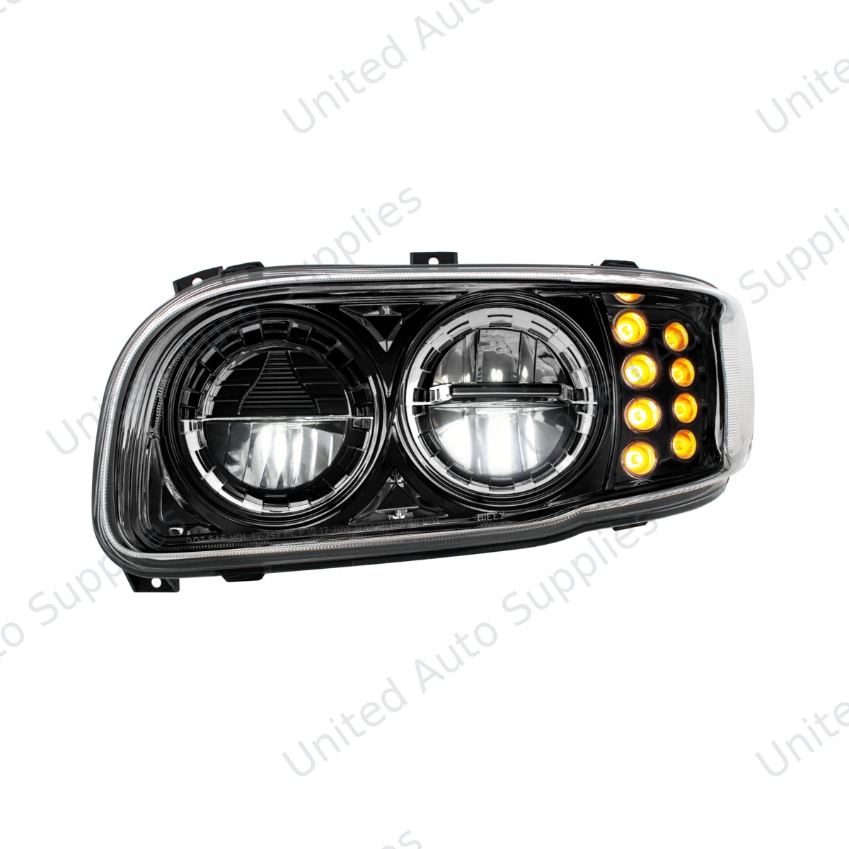 High Power LED Blackout Headlight With 8 LED Turn & 4 LED Position Light For 2008-2024 Peterbilt 389